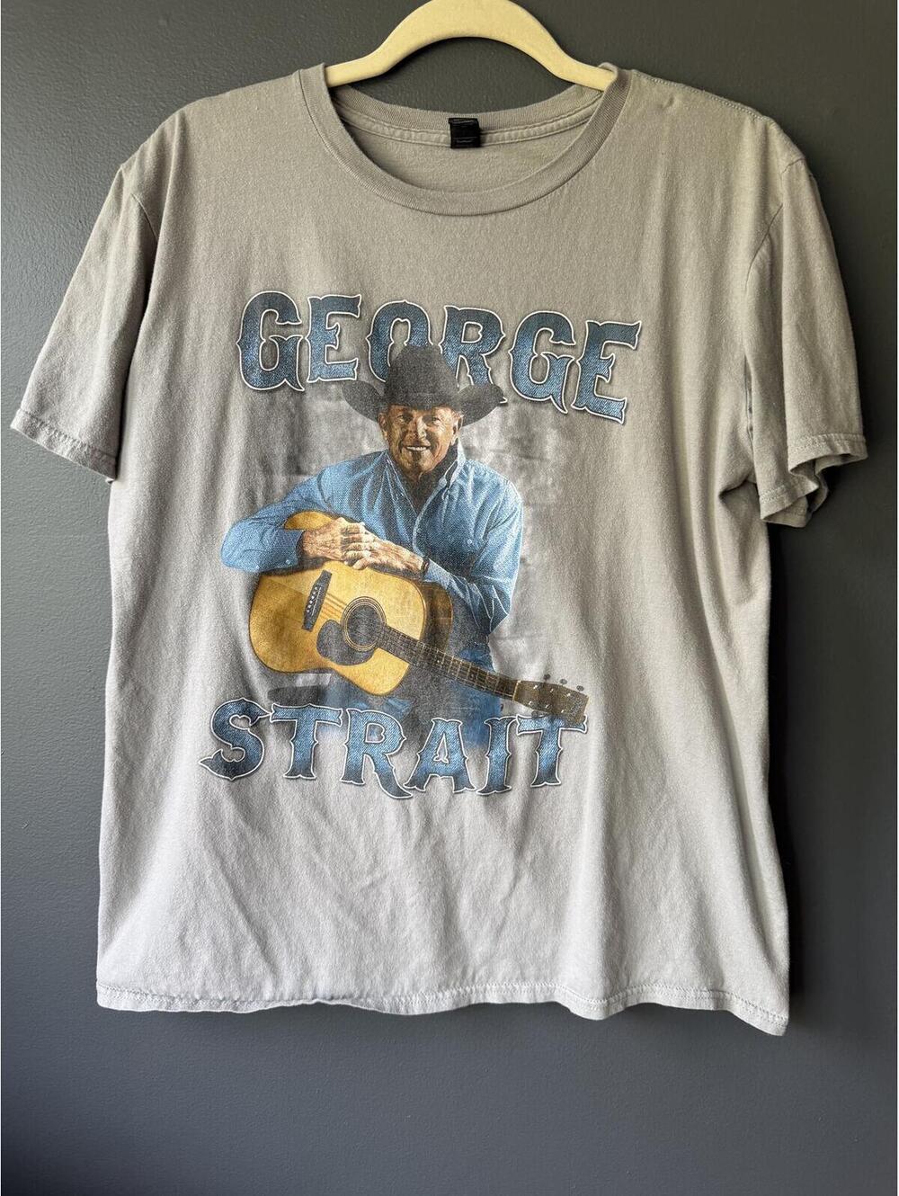 George Strait Graphic Tour T-Shirt Gray Cotton Size L
